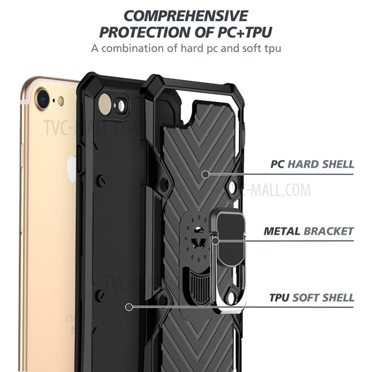 Detachable 2-in-1 PC + TPU Combo Phone Protective Shell with Kickstand for iPhone 8 / iPhone 7 / iPhone SE (2nd Generation) - Black-4