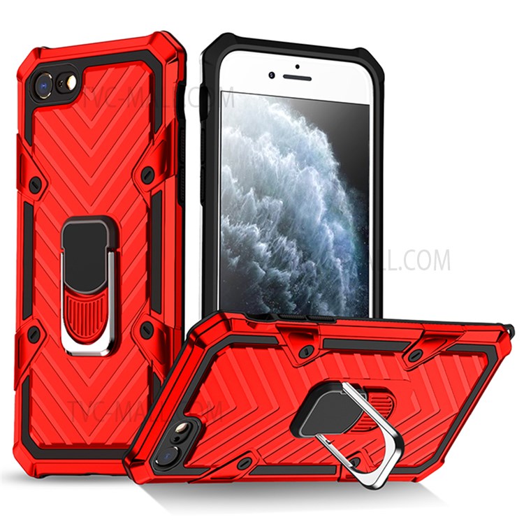 Detachable 2-in-1 PC + TPU Combo Phone Protective Shell with Kickstand for iPhone 8 / iPhone 7 / iPhone SE (2nd Generation) - Red-1