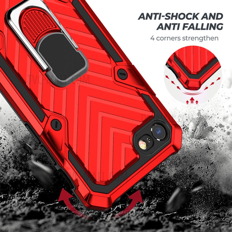 Detachable 2-in-1 PC + TPU Combo Phone Protective Shell with Kickstand for iPhone 8 / iPhone 7 / iPhone SE (2nd Generation) - Red-3