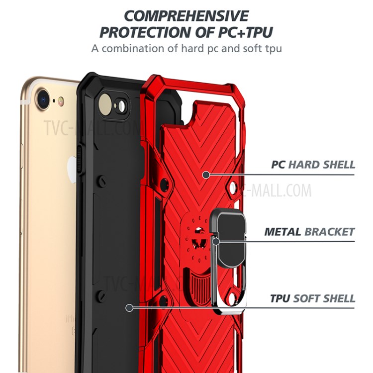 Detachable 2-in-1 PC + TPU Combo Phone Protective Shell with Kickstand for iPhone 8 / iPhone 7 / iPhone SE (2nd Generation) - Red-4
