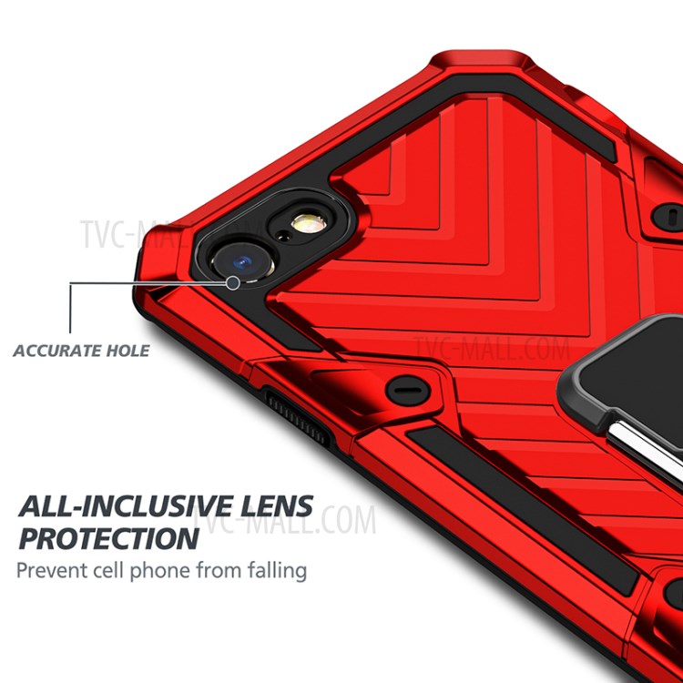 Detachable 2-in-1 PC + TPU Combo Phone Protective Shell with Kickstand for iPhone 8 / iPhone 7 / iPhone SE (2nd Generation) - Red-5