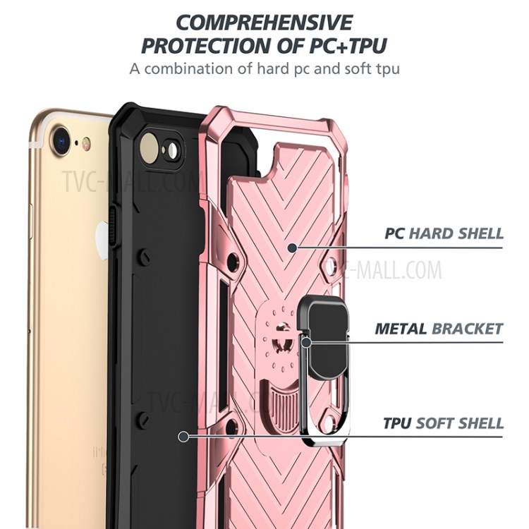 Detachable 2-in-1 PC + TPU Combo Phone Protective Shell with Kickstand for iPhone 8 / iPhone 7 / iPhone SE (2nd Generation) - Rose Gold-4