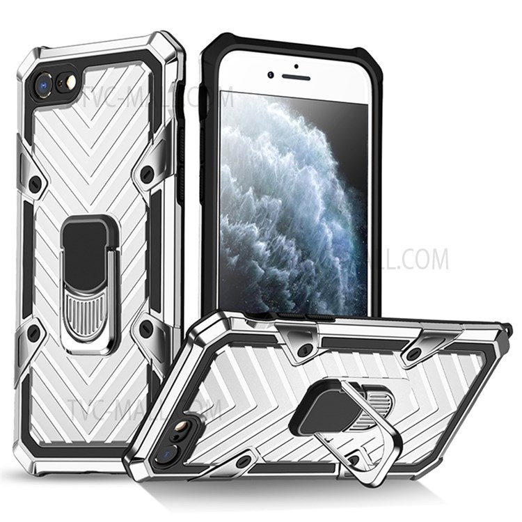 Detachable 2-in-1 PC + TPU Combo Phone Protective Shell with Kickstand for iPhone 8 / iPhone 7 / iPhone SE (2nd Generation) - Silver-1