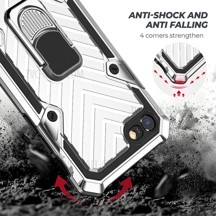 Detachable 2-in-1 PC + TPU Combo Phone Protective Shell with Kickstand for iPhone 8 / iPhone 7 / iPhone SE (2nd Generation) - Silver-3