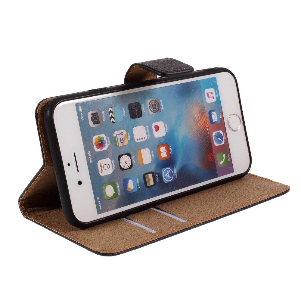 Couro Rachado Com Tampa Carteira Para IPhone 6 Plus / 6s Acrescida De 5,5 Polegadas - Preto-7