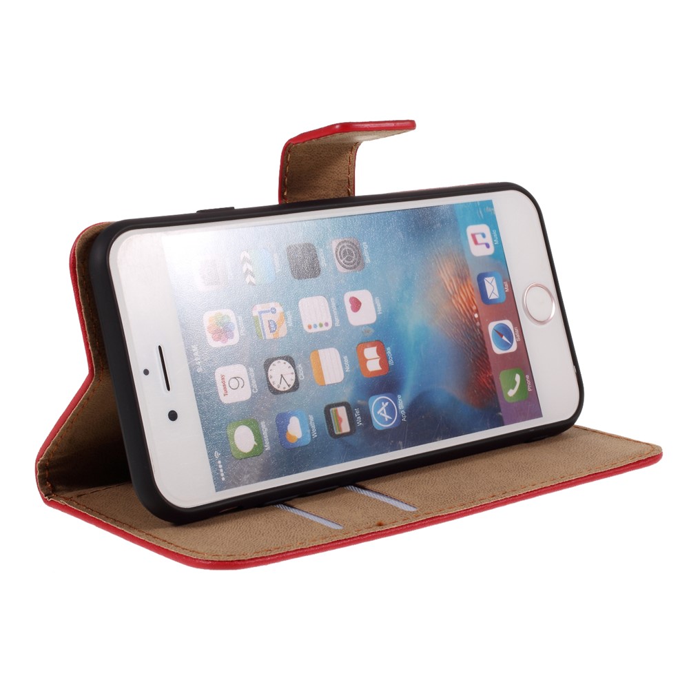 Split Leather with Wallet Cover for iPhone 6 Plus/6s Plus 5.5-inch - Red-6