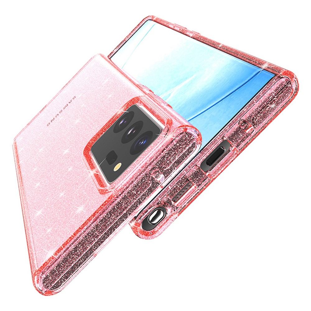 Glittery Powder PC TPU Hybrid Phone Case Covering for Samsung Galaxy Note 20 Ultra / Note 20 Ultra 5G - Pink-10