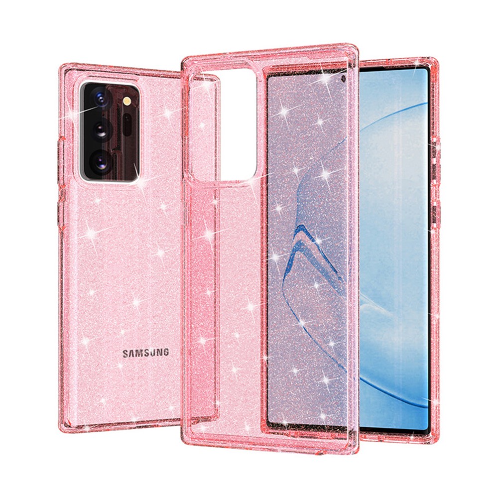 Glittery Powder PC TPU Hybrid Phone Case Covering for Samsung Galaxy Note 20 Ultra / Note 20 Ultra 5G - Pink-11