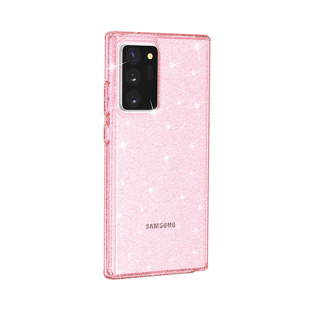 Glittery Powder PC TPU Hybrid Phone Case Covering for Samsung Galaxy Note 20 Ultra / Note 20 Ultra 5G - Pink-2