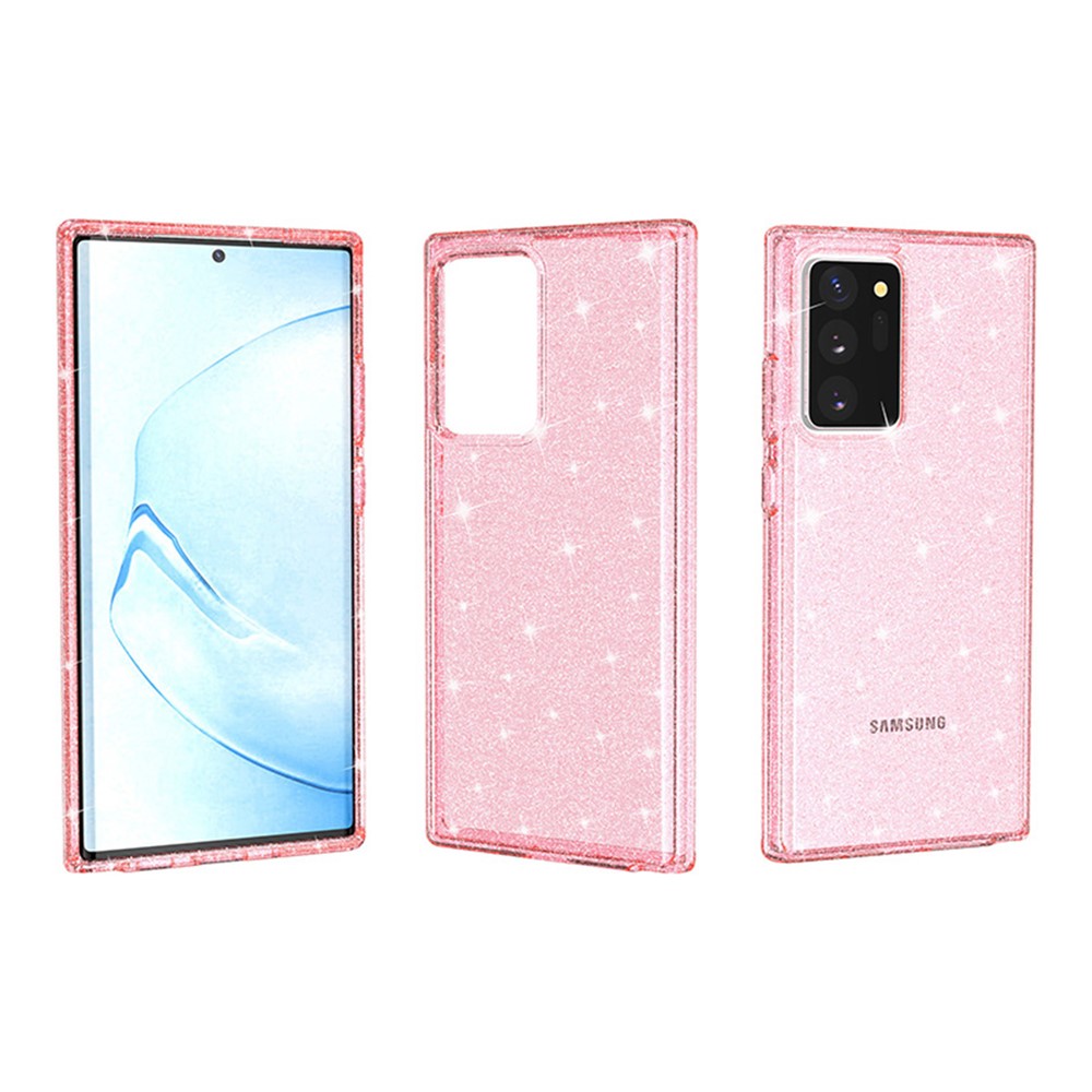 Glittery Powder PC TPU Hybrid Phone Case Covering for Samsung Galaxy Note 20 Ultra / Note 20 Ultra 5G - Pink-4