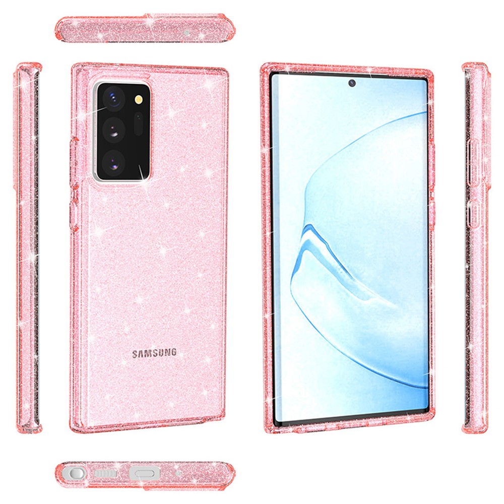 Glittery Powder PC TPU Hybrid Phone Case Covering for Samsung Galaxy Note 20 Ultra / Note 20 Ultra 5G - Pink-5
