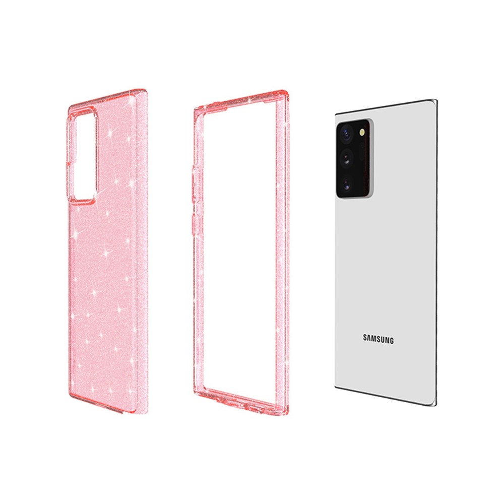 Glittery Powder PC TPU Hybrid Phone Case Covering for Samsung Galaxy Note 20 Ultra / Note 20 Ultra 5G - Pink-6