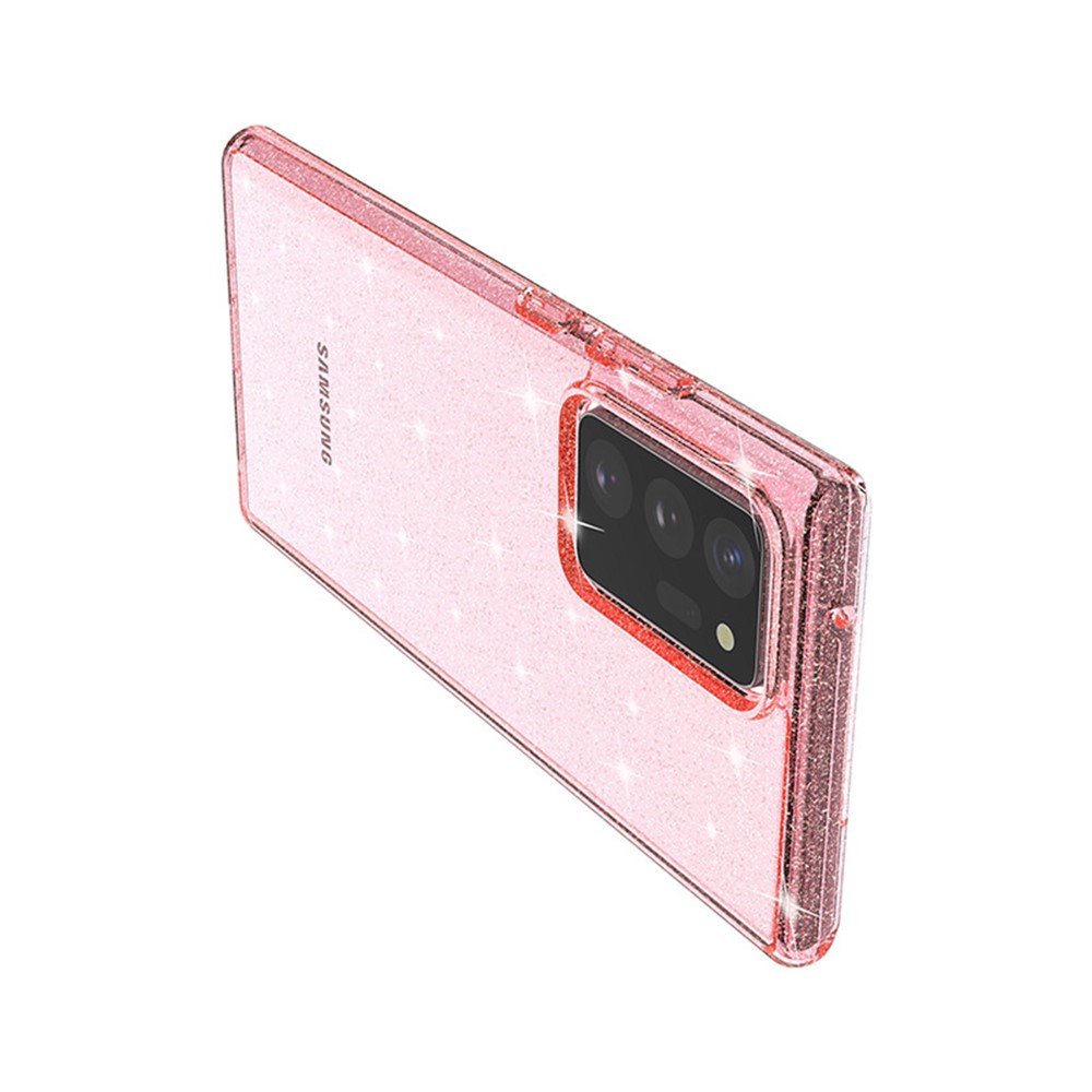 Glittery Powder PC TPU Hybrid Phone Case Covering for Samsung Galaxy Note 20 Ultra / Note 20 Ultra 5G - Pink-7