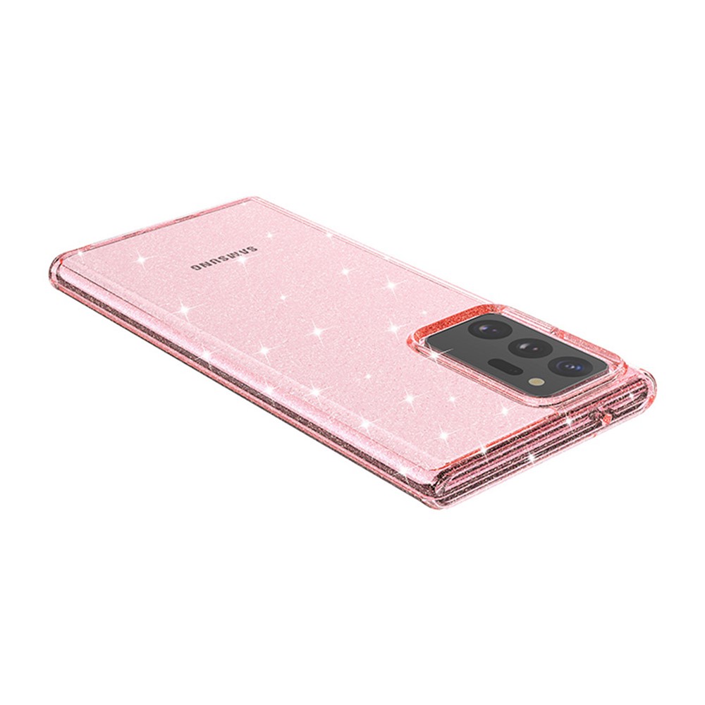 Glittery Powder PC TPU Hybrid Phone Case Covering for Samsung Galaxy Note 20 Ultra / Note 20 Ultra 5G - Pink-8