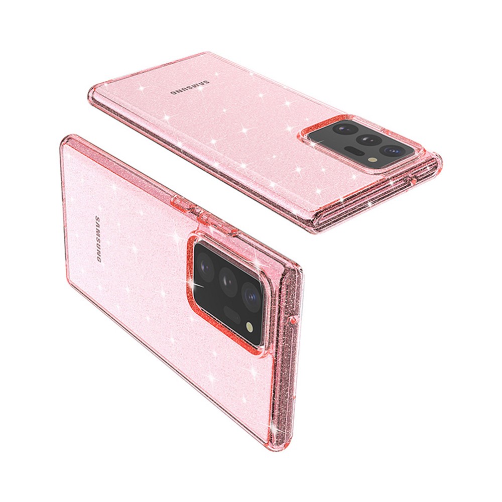 Glittery Powder PC TPU Hybrid Phone Case Covering for Samsung Galaxy Note 20 Ultra / Note 20 Ultra 5G - Pink-9