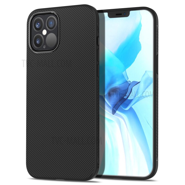 Jazz Series Twill Texture TPU Back Case for iPhone 12 Pro 6.1 inch/12 Max 6.1 inch - Black-1