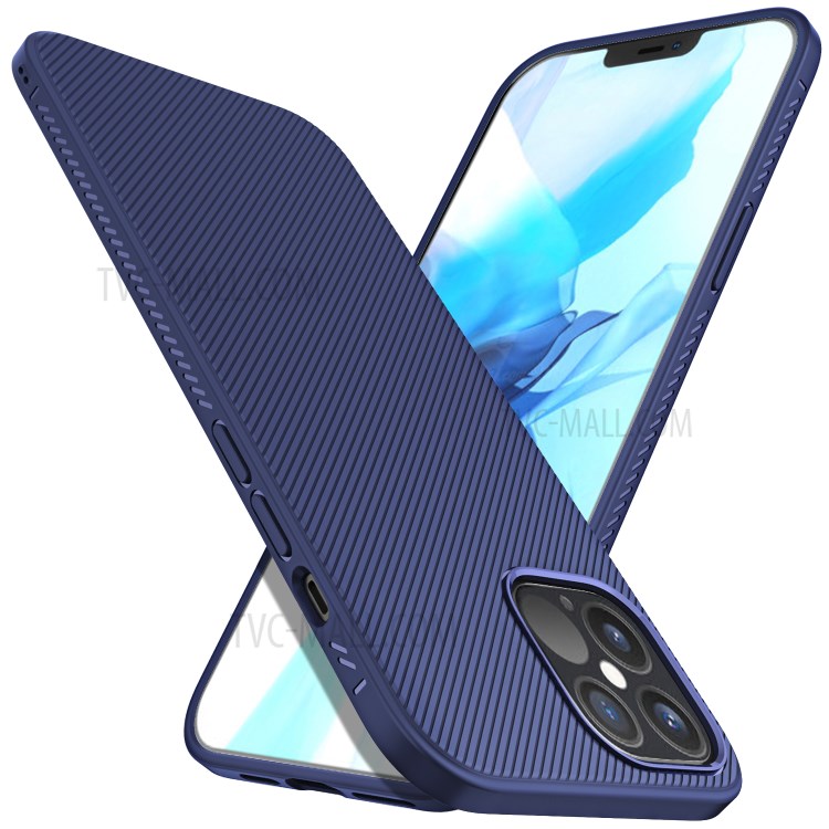Jazz Series Twill Texture TPU Back Case for iPhone 12 Pro 6.1 inch/12 Max 6.1 inch - Dark Blue-1