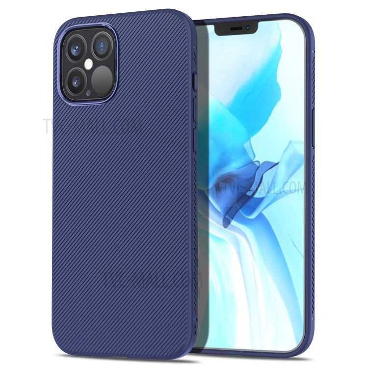 Jazz Series Twill Texture TPU Back Case for iPhone 12 Pro 6.1 inch/12 Max 6.1 inch - Dark Blue-2
