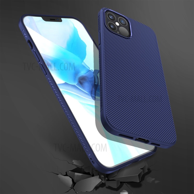 Jazz Series Twill Texture TPU Back Case for iPhone 12 Pro 6.1 inch/12 Max 6.1 inch - Dark Blue-4