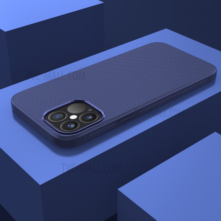 Jazz Series Twill Texture TPU Back Case for iPhone 12 Pro 6.1 inch/12 Max 6.1 inch - Dark Blue-5