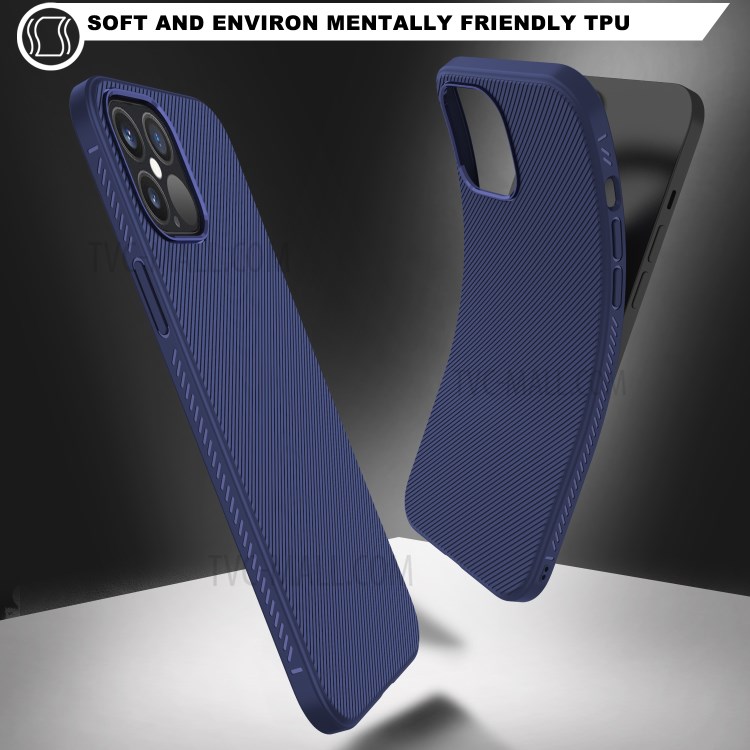 Jazz Series Twill Texture TPU Back Case for iPhone 12 Pro 6.1 inch/12 Max 6.1 inch - Dark Blue-6
