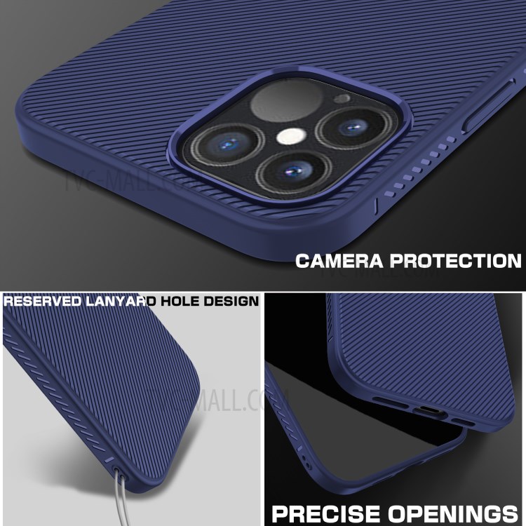 Jazz Series Twill Texture TPU Back Case for iPhone 12 Pro 6.1 inch/12 Max 6.1 inch - Dark Blue-7