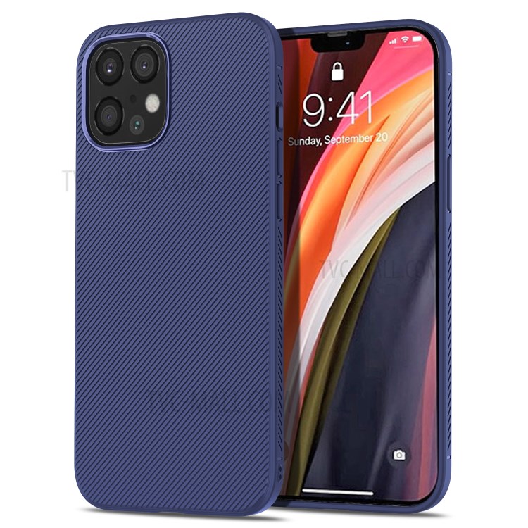 Jazz Series Twill Texture TPU Phone Case for Apple iPhone 12 Pro Max 6.7 inch - Dark Blue-2