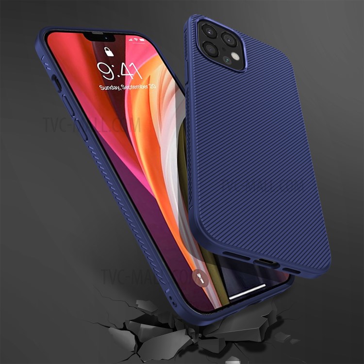 Jazz Series Twill Texture TPU Phone Case for Apple iPhone 12 Pro Max 6.7 inch - Dark Blue-4