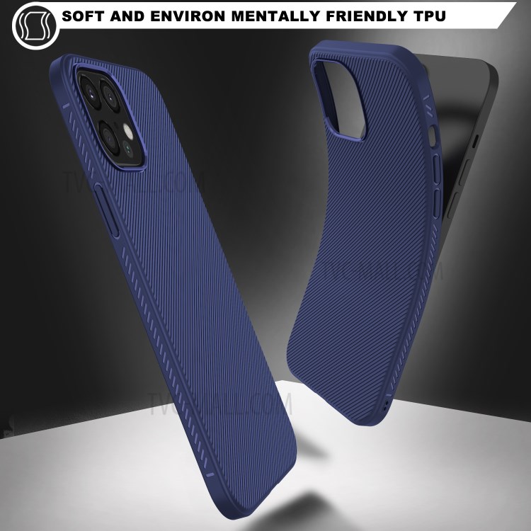 Jazz Series Twill Texture TPU Phone Case for Apple iPhone 12 Pro Max 6.7 inch - Dark Blue-6