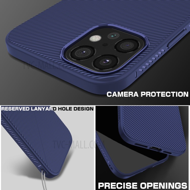 Jazz Series Twill Texture TPU Phone Case for Apple iPhone 12 Pro Max 6.7 inch - Dark Blue-7