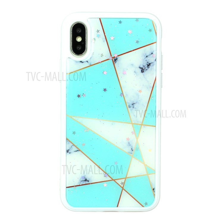 Marble Pattern Printing Epoxy TPU Back Case Covering for iPhone XS Max 6.5 inch - Style D-1