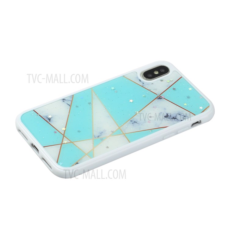 Marble Pattern Printing Epoxy TPU Back Case Covering for iPhone XS Max 6.5 inch - Style D-2