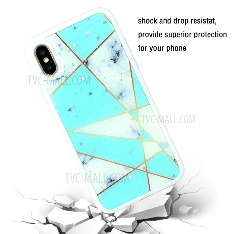 Marble Pattern Printing Epoxy TPU Back Case Covering for iPhone XS Max 6.5 inch - Style D-4