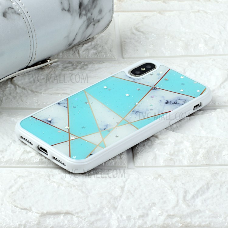 Marble Pattern Printing Epoxy TPU Back Case Covering for iPhone XS Max 6.5 inch - Style D-5