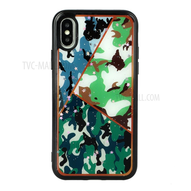 Marble Pattern Printing Epoxy TPU Back Case Covering for iPhone XS Max 6.5 inch - Style G-1