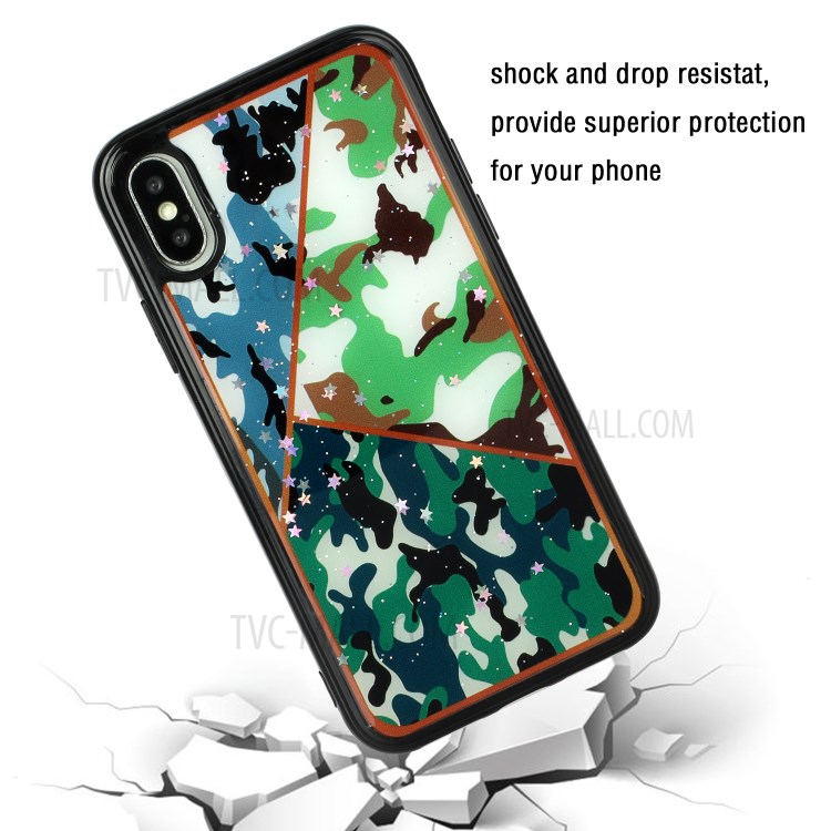Marble Pattern Printing Epoxy TPU Back Case Covering for iPhone XS Max 6.5 inch - Style G-4