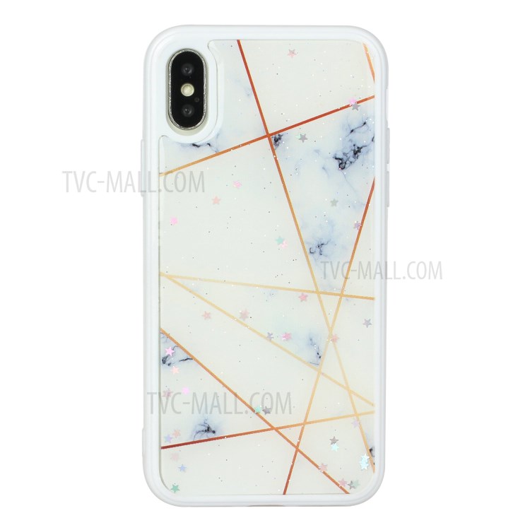 Marble Pattern Printing Epoxy TPU Back Case Covering for iPhone XS Max 6.5 inch - Style J-1