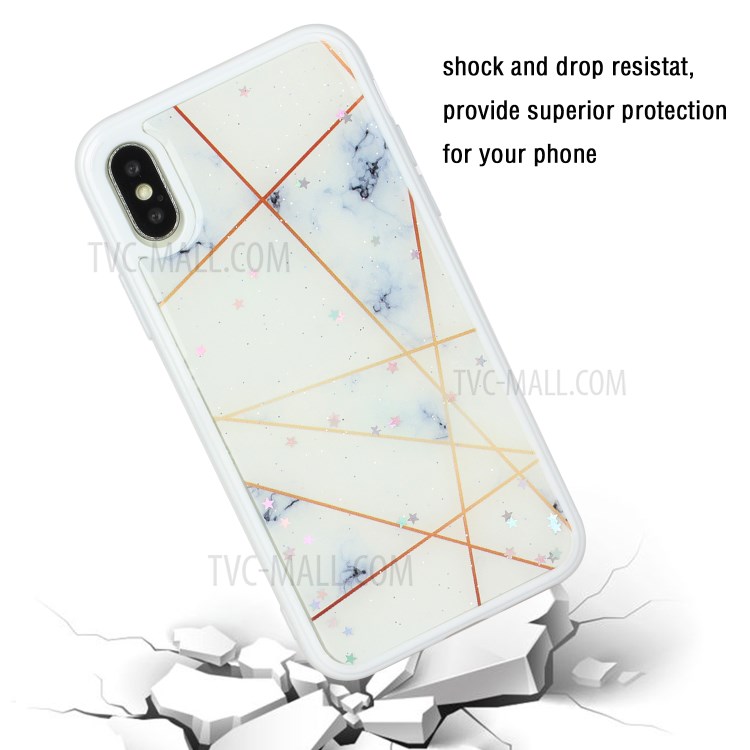 Marble Pattern Printing Epoxy TPU Back Case Covering for iPhone XS Max 6.5 inch - Style J-4