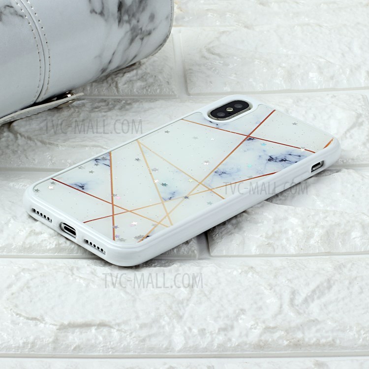 Marble Pattern Printing Epoxy TPU Back Case Covering for iPhone XS Max 6.5 inch - Style J-5