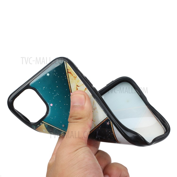 Marble Pattern Printing Epoxy TPU Phone Shell for iPhone 11 Pro Max 6.5 inch - Style H-3