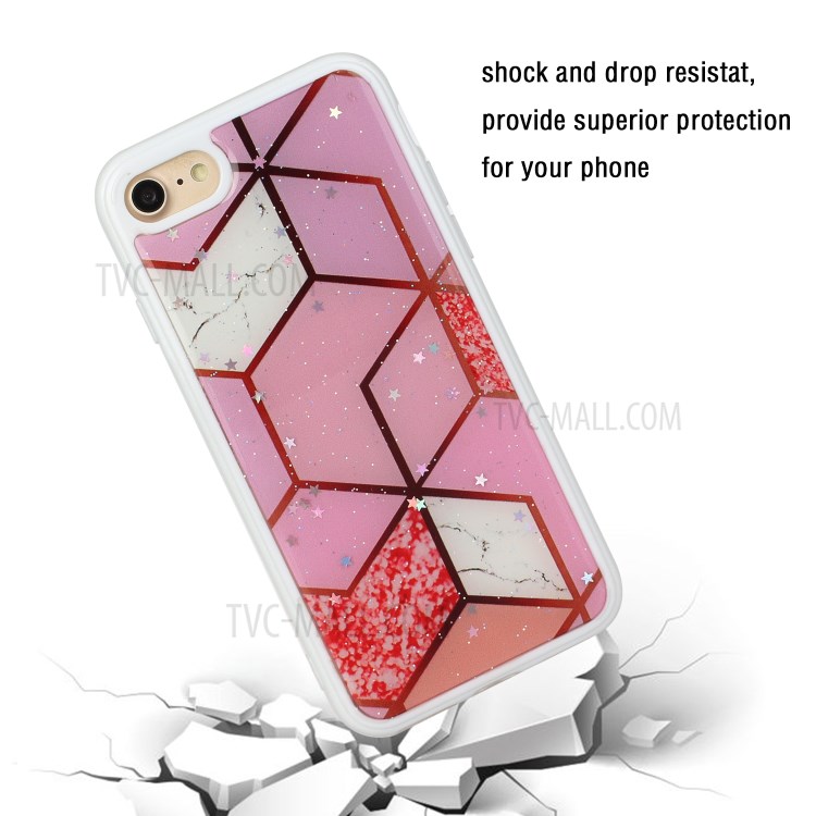 Marble Pattern Printing Epoxy TPU Back Case Phone Shell for iPhone 7/8/SE (2nd Generation) - Style C-4