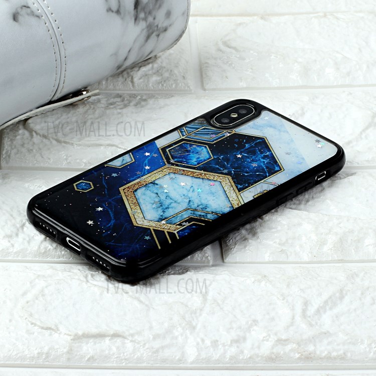 Marble Pattern Printing Epoxy TPU Back Case for iPhone X/XS 5.8 inch - Style A-5