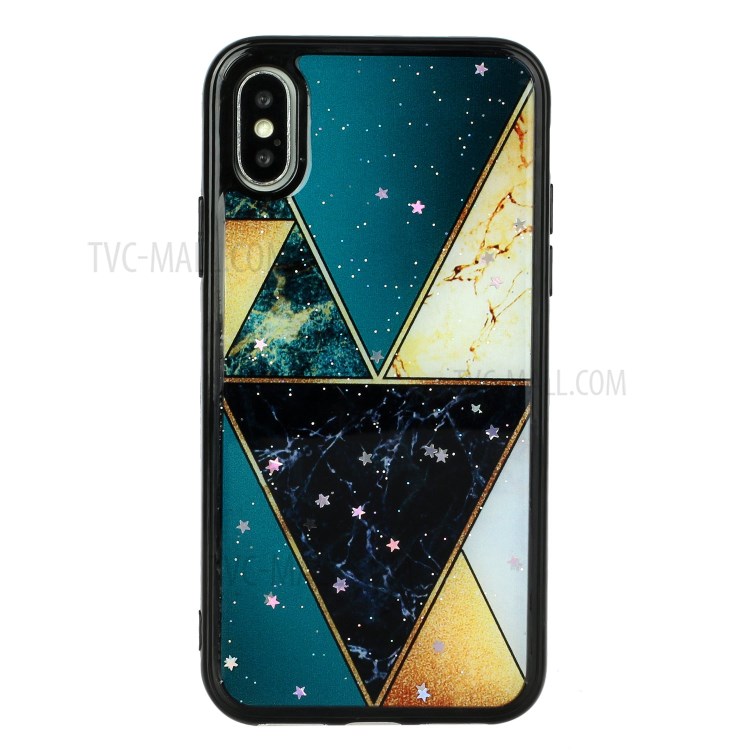 Marble Pattern Printing Epoxy TPU Back Case for iPhone X/XS 5.8 inch - Style B-1