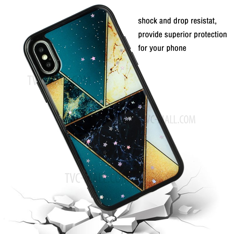 Marble Pattern Printing Epoxy TPU Back Case for iPhone X/XS 5.8 inch - Style B-4