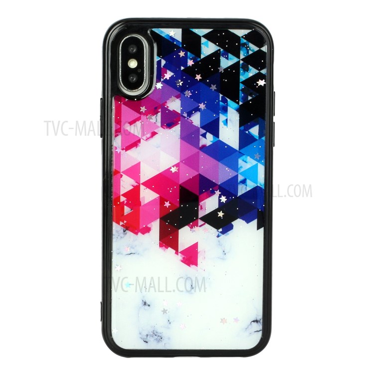 Marble Pattern Printing Epoxy TPU Back Case for iPhone X/XS 5.8 inch - Style E-1