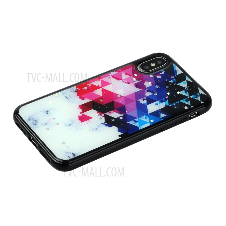 Marble Pattern Printing Epoxy TPU Back Case for iPhone X/XS 5.8 inch - Style E-2