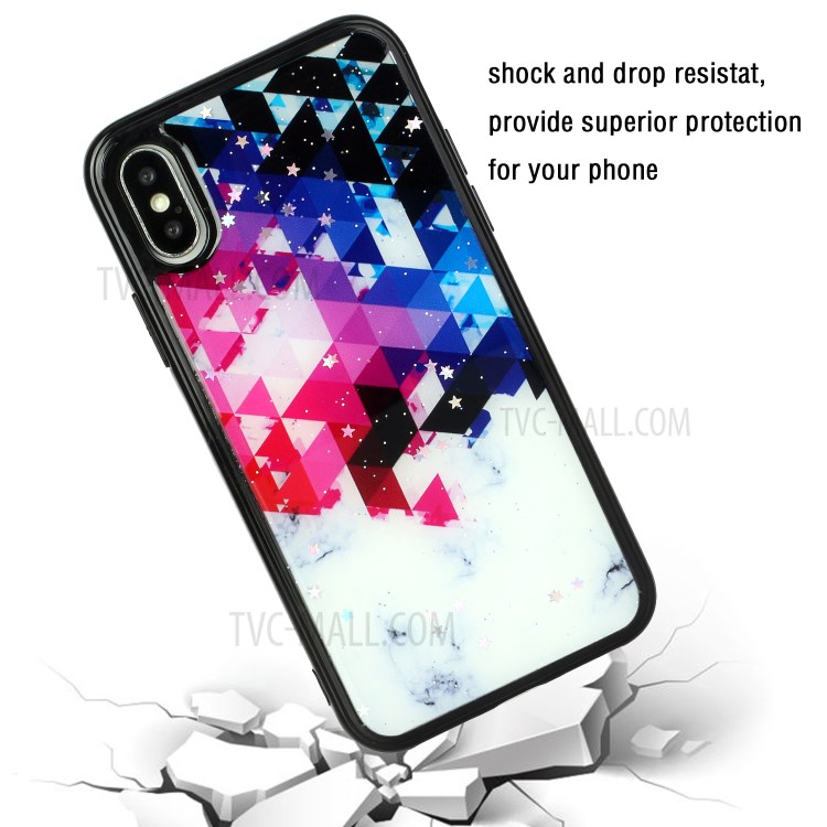 Marble Pattern Printing Epoxy TPU Back Case for iPhone X/XS 5.8 inch - Style E-4