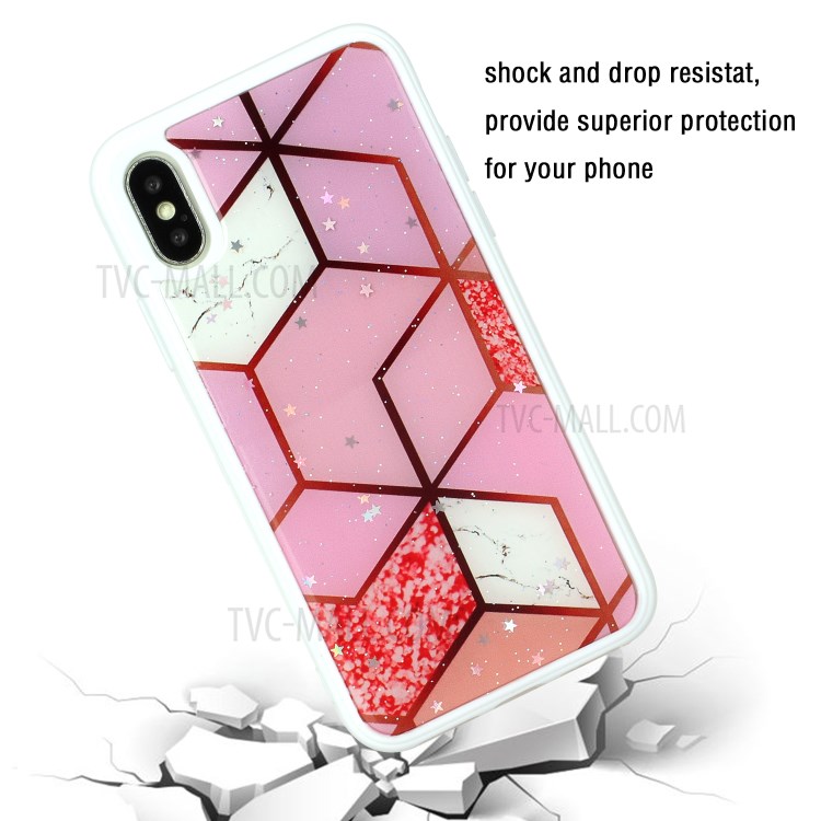 Marble Pattern Printing Epoxy TPU Back Case for iPhone X/XS 5.8 inch - Style H-4