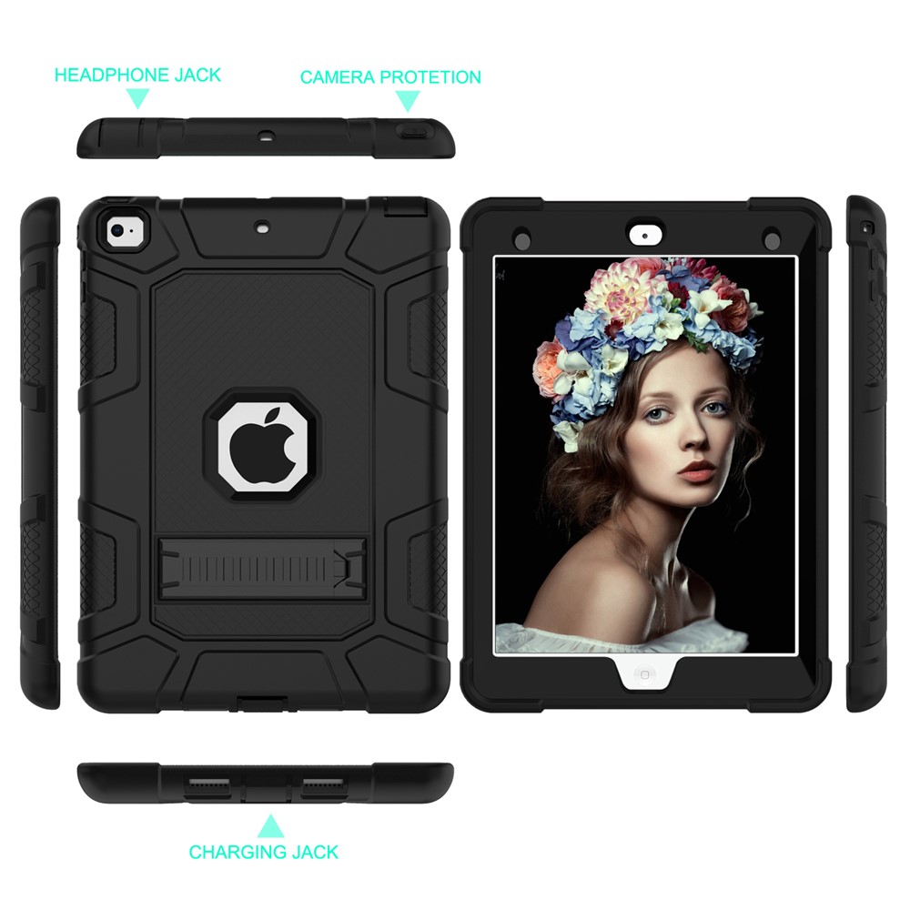 Shockproof Anti-dust Detachable 2-in-1 Protective TPU + PC Kickstand Tablet Cover for iPad Air 2 - Black-2