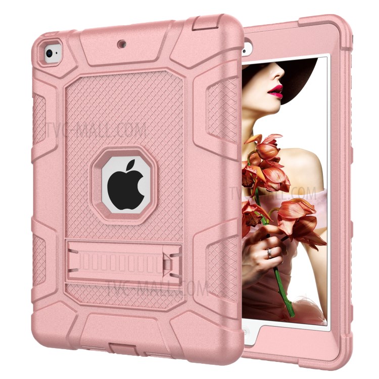 Shockproof Anti-dust Detachable 2-in-1 Protective TPU + PC Kickstand Tablet Cover for iPad Air 2 - Pink-1